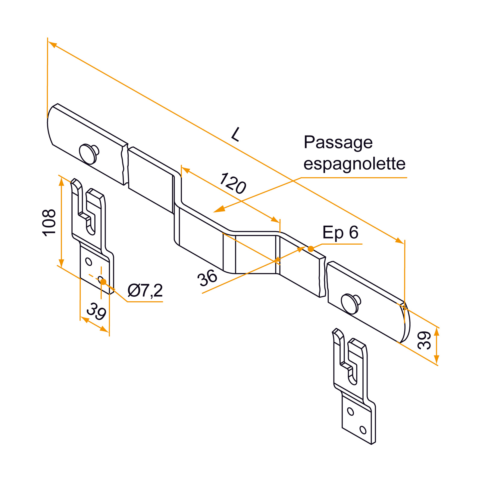 BARRE ALUMINIUM ANTI-CHUTE POUR PLACARD